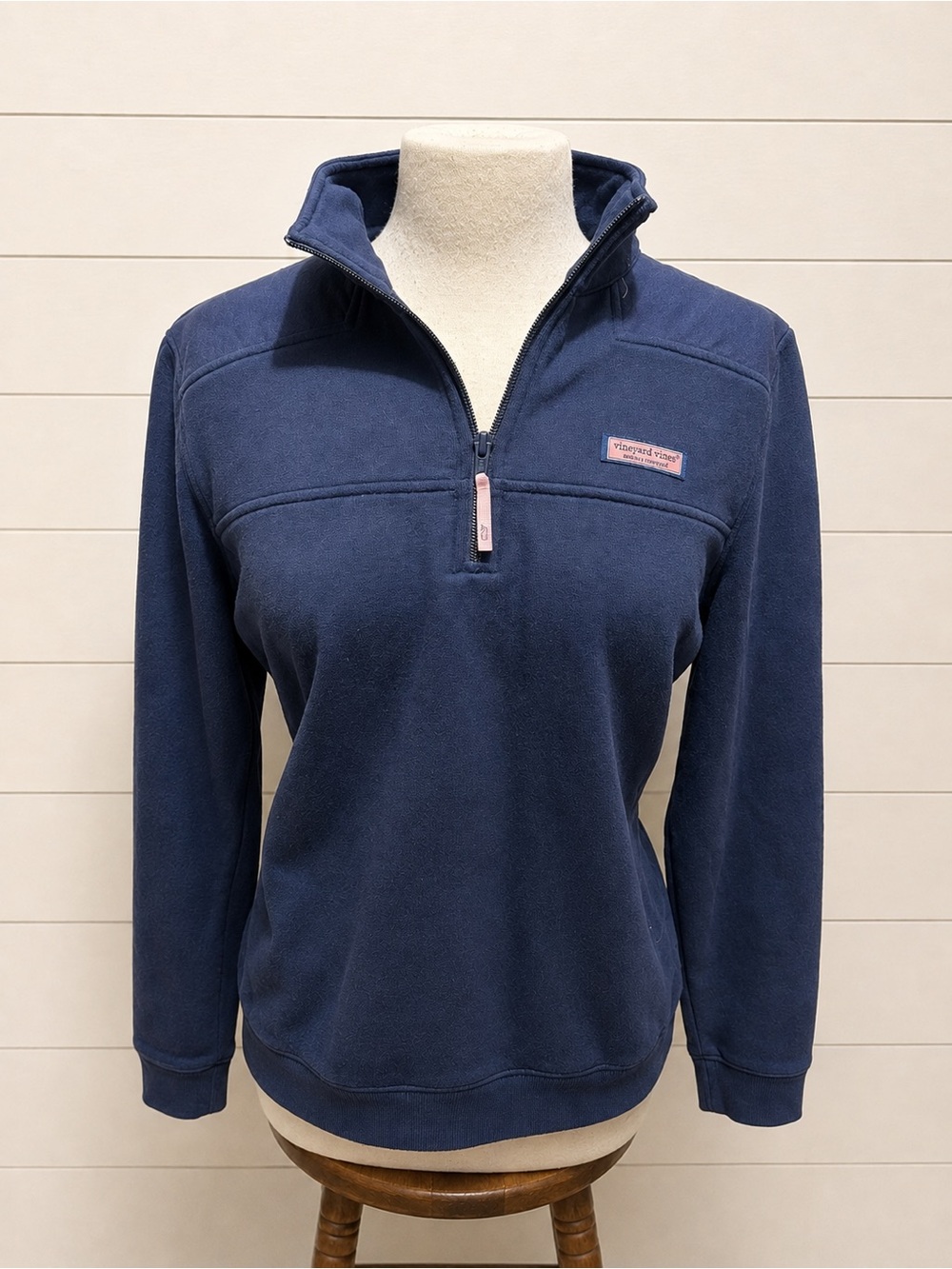 Vineyard Vines Navy Quarter-Zip Cotton Pullover Sweater